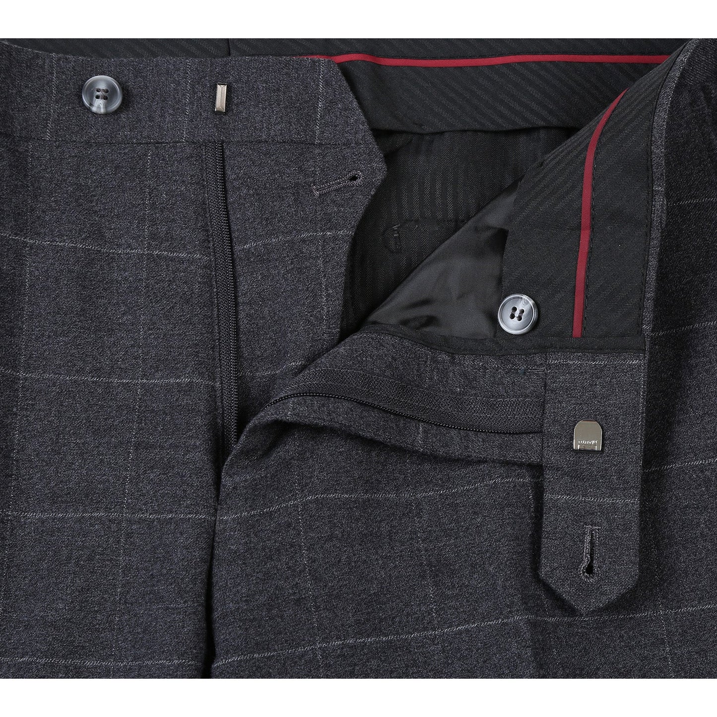 Renoir 293-31 Men's Slim Fit Medium Gray Windowpane Suit