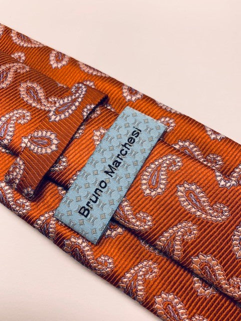 Bruno Marchesi Sienna Orange 100% Silk Tie