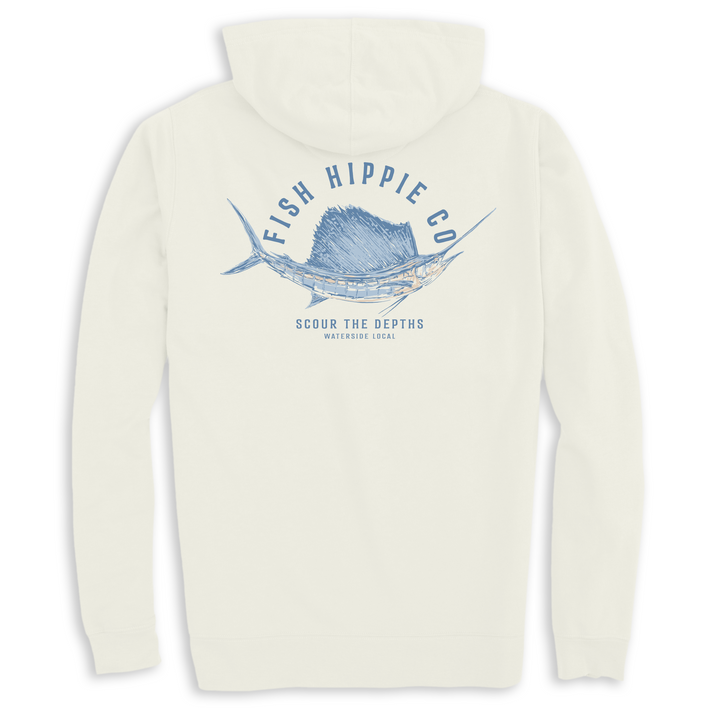 Fish Hippie Drifter Sailfish Hoodie in Coconut on clearance