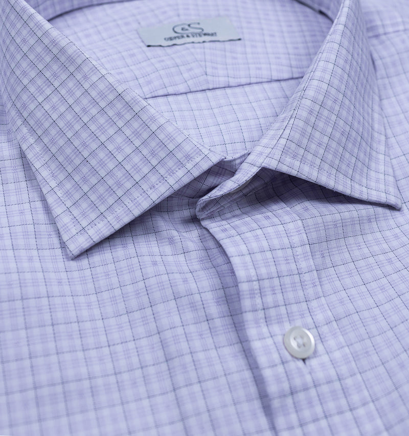 Cooper and Stewart Lavender Soft Box Windowpane Spread Collar Classic Fit Shirt