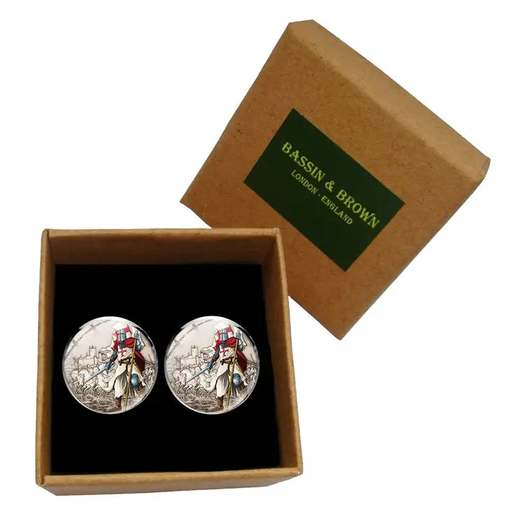 Bassin and Brown Knights Templar Cufflinks - Grey/Blue/Red