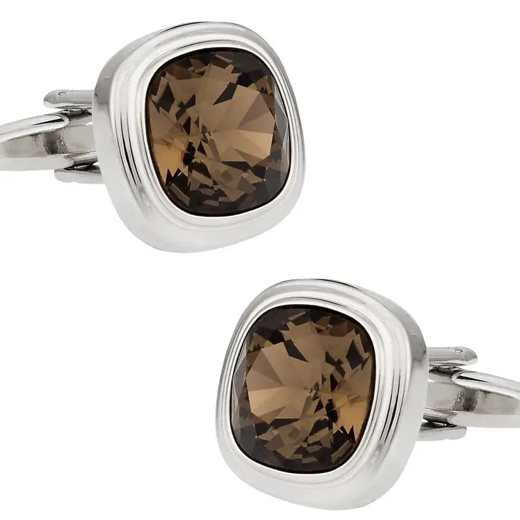 Swarovski Smoky Quartz Crystal Cufflinks