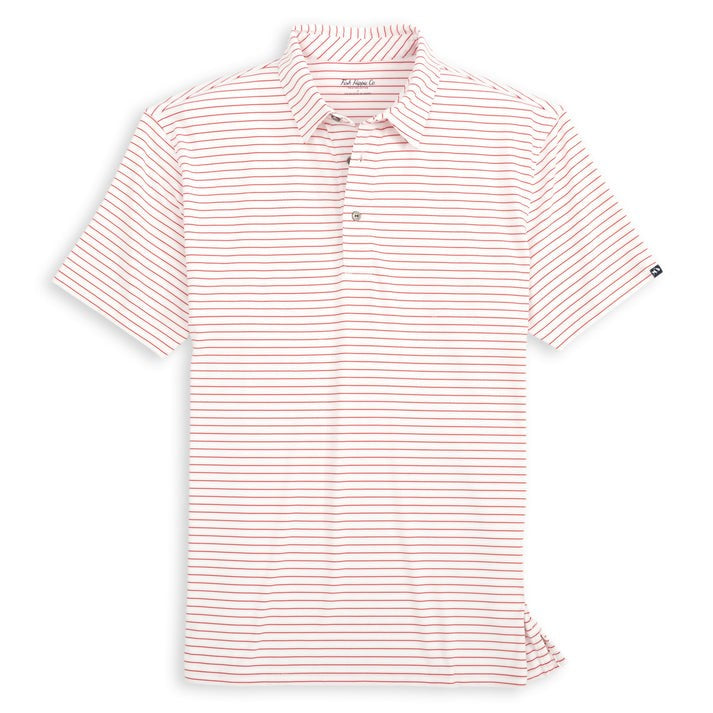 Fish Hippie Knox White and Red Stripe Performance Polo