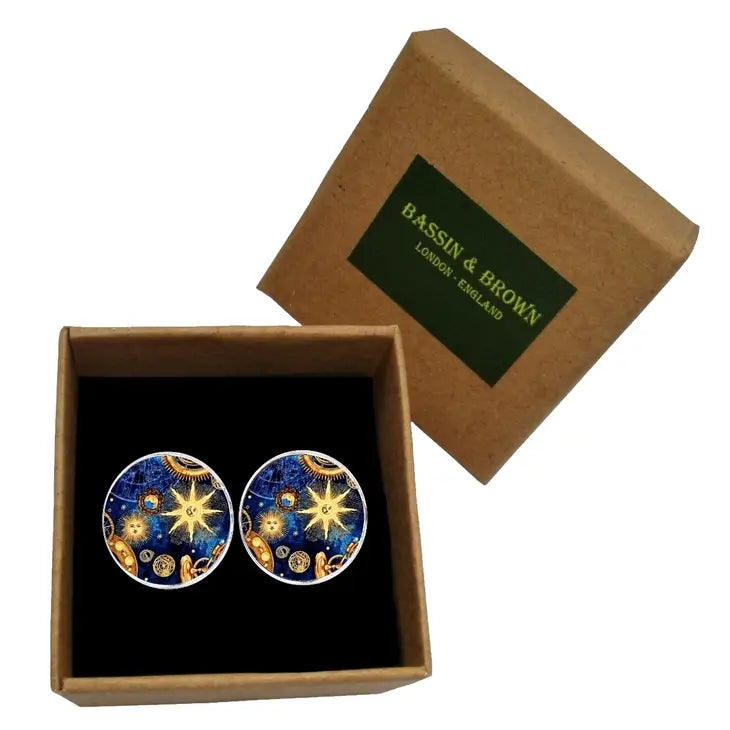 Bassin and Brown Star Flash Cufflinks - Blue and Beige