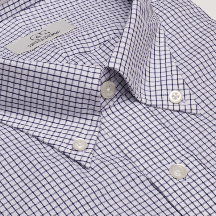 cooper & stewart dress shirts Cooper & Stewart Men's Blue / Tan Huntingdon Check Dress Shirt, size 18.5 x 36/37