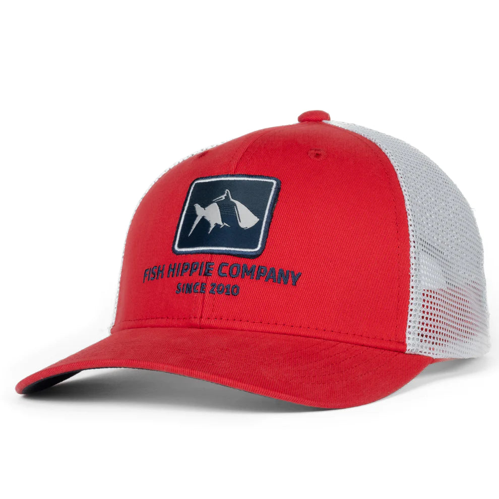 FISH HIPPIE TRUCKER HAT RED
