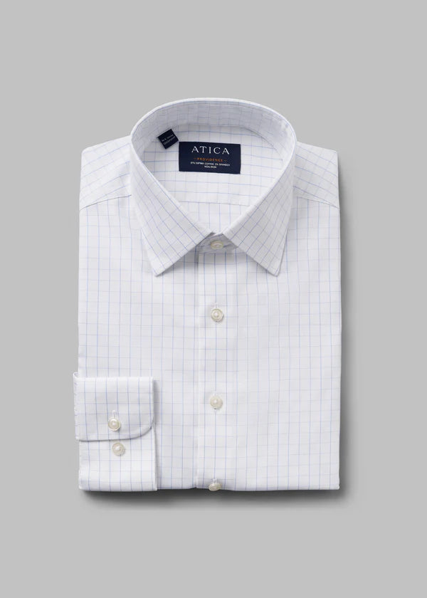 Atica Providence Light Blue Windowpane Dress Shirt Contemporary Fit