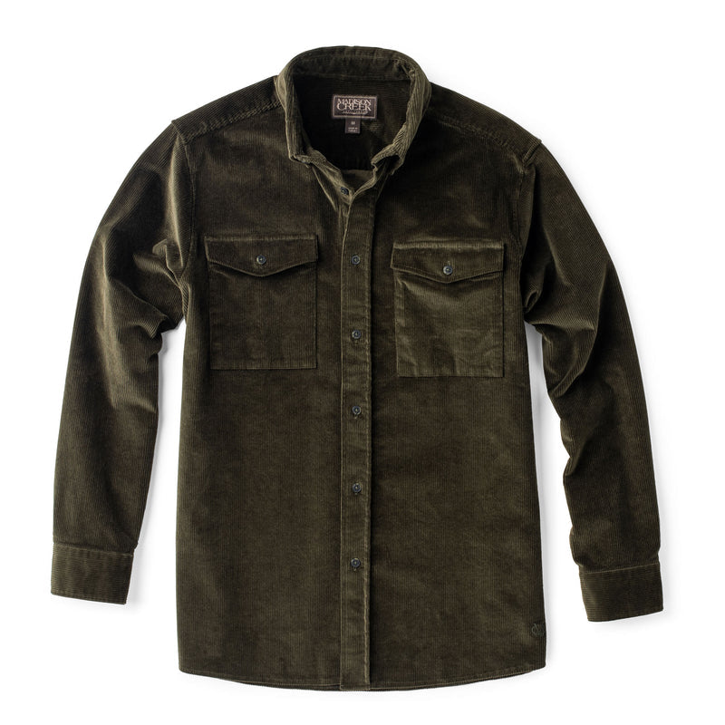 Madison Creek Olive Blue Ridge Corduroy Shirt on clearance