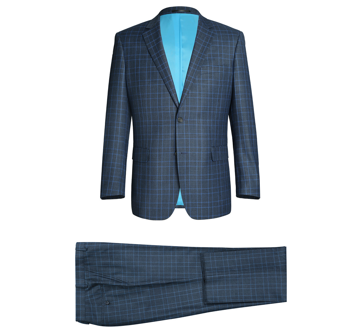 Renoir 293-6 Men's Two Piece Classic Fit Windowpane Check Dress Suit