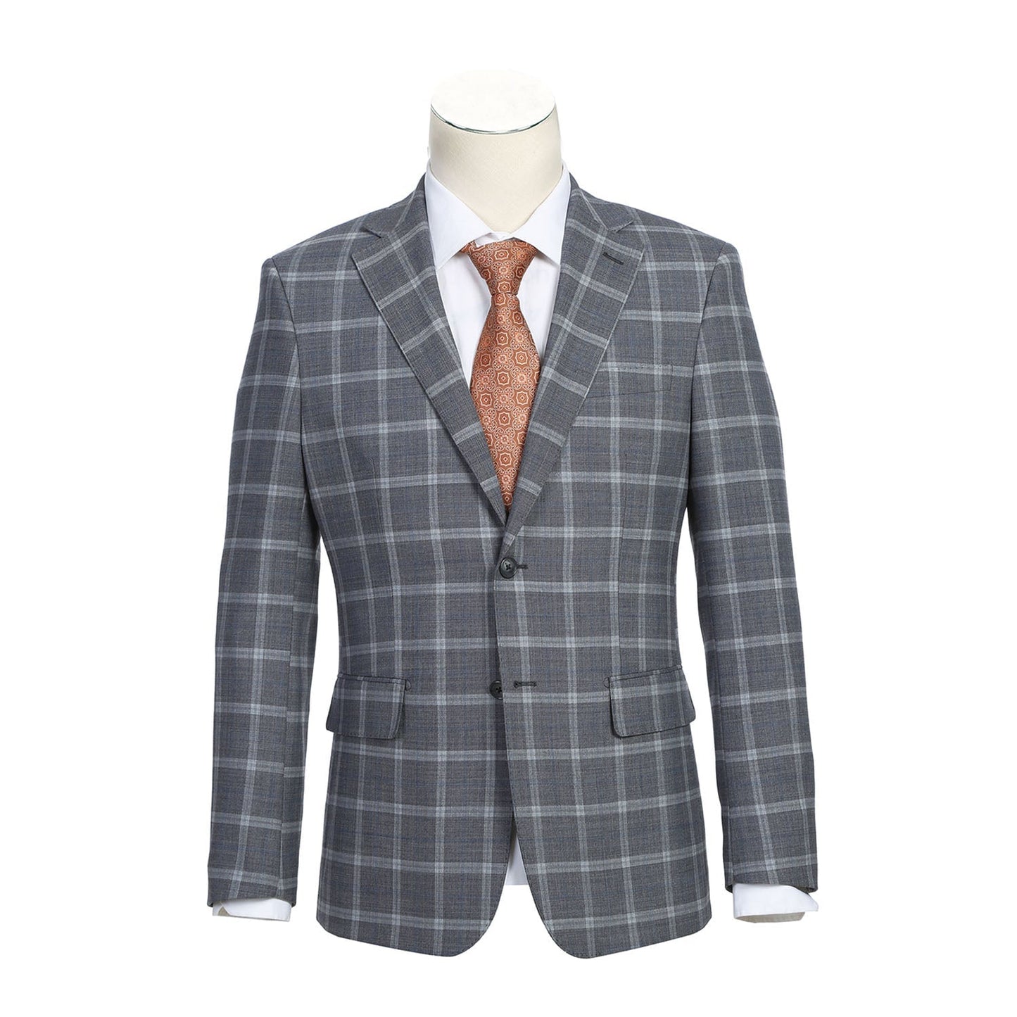 English Laundry EL72-60-092 Gray Plaid Notch Wool Suit