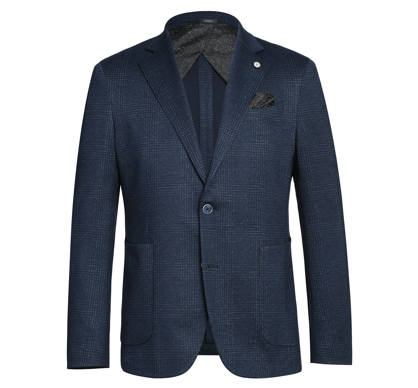 PF20-7 Men's Blazer Slim Fit Half Canvas Navy Glen Plaid Sport Coat
