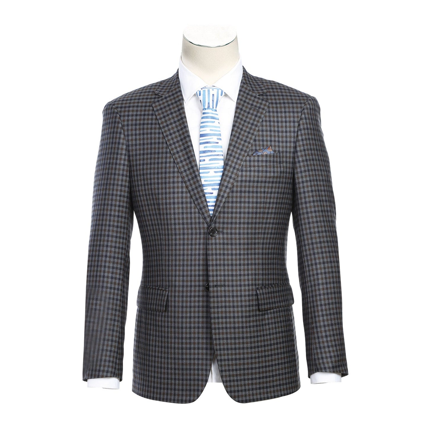Renoir 563-10 Men's Slim Fit Wool Checked Blazer