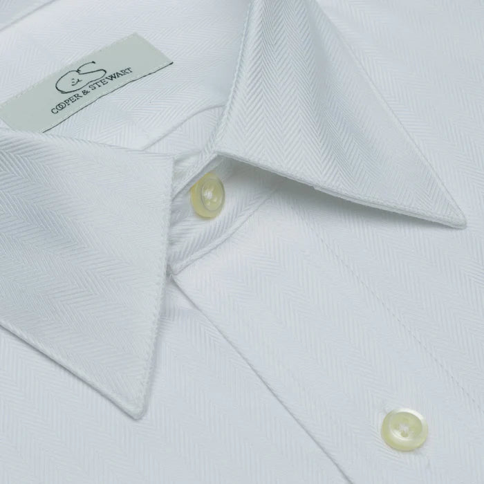 Cooper and Stewart 100% Cotton Non-iron Herringbone Dress Shirt