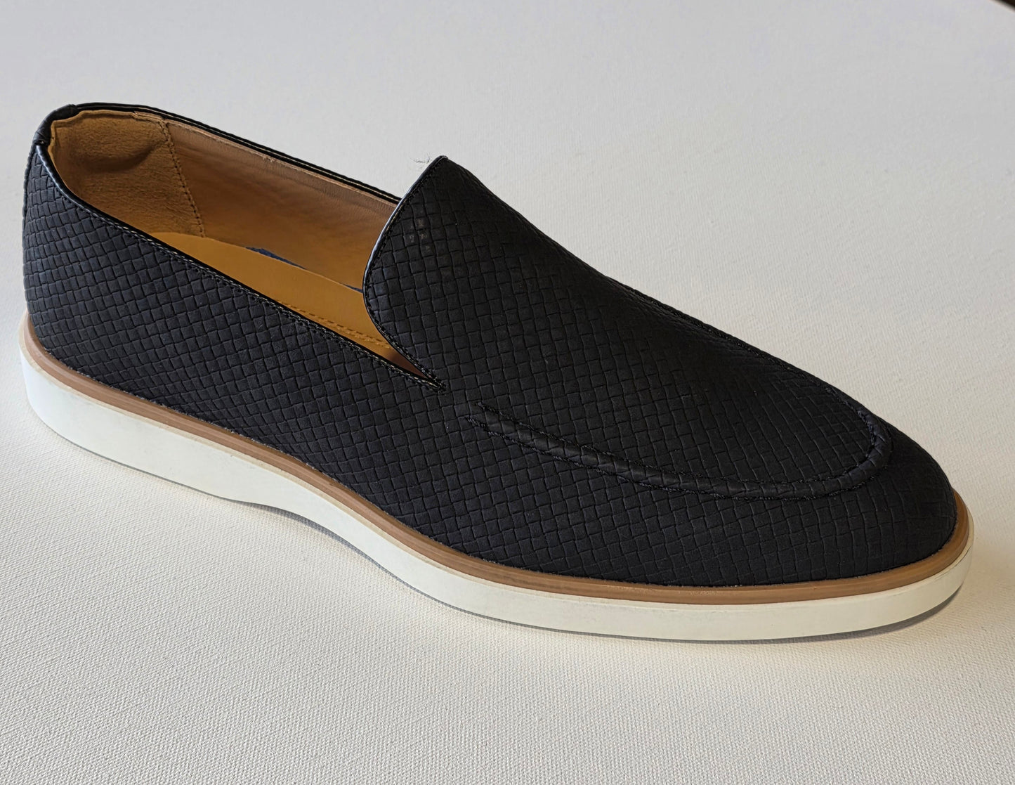 Santino Luciano Sebastian Nubuck Black Slip on Shoe
