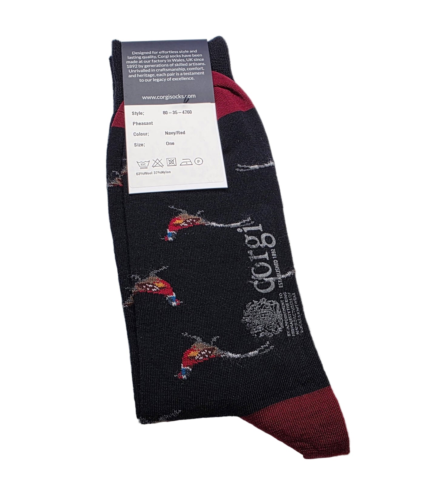 Corgi Premium Socks Navy and Red Pheasant Socks