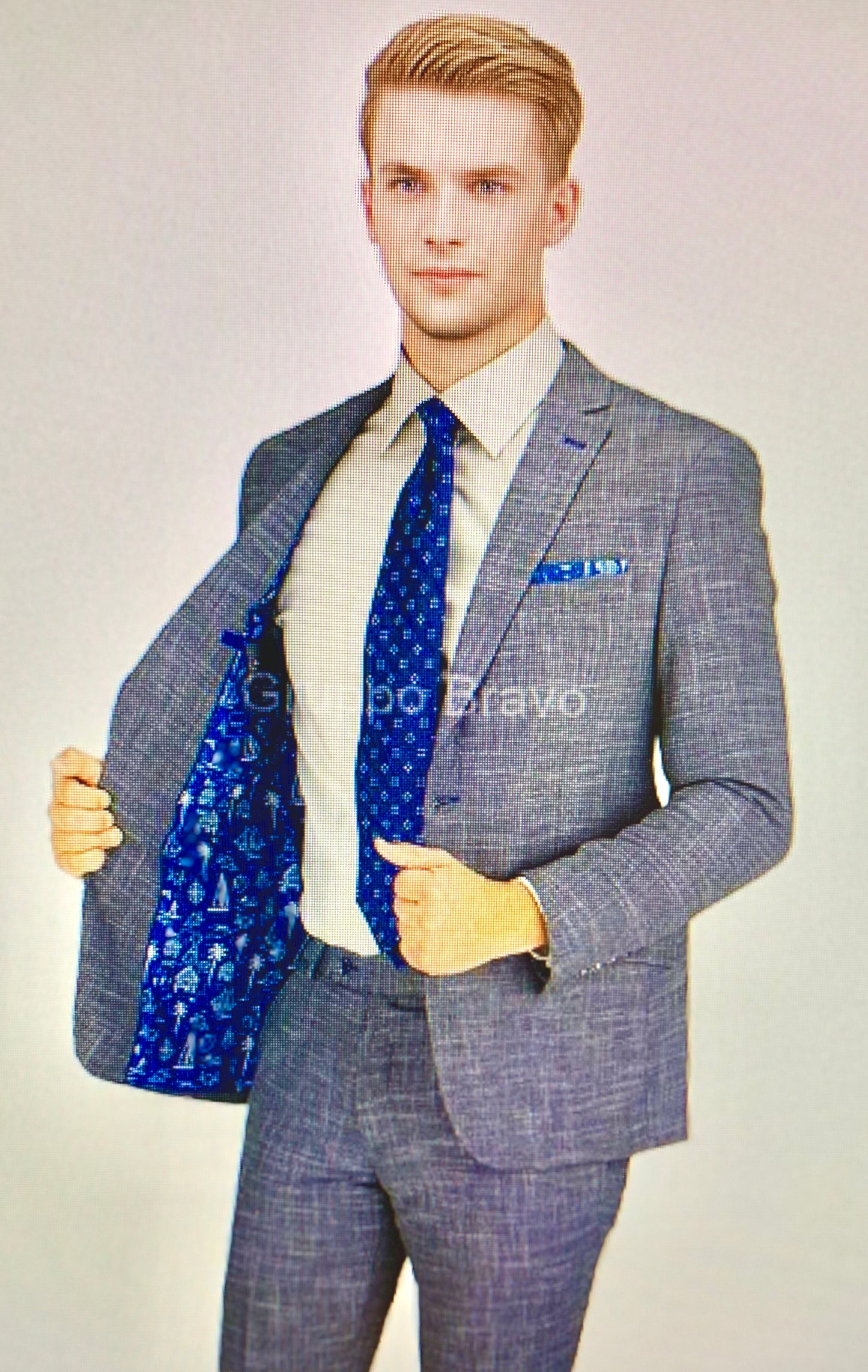Manchester and Tailor Light Blue Tickweave Slim Fit Suit
