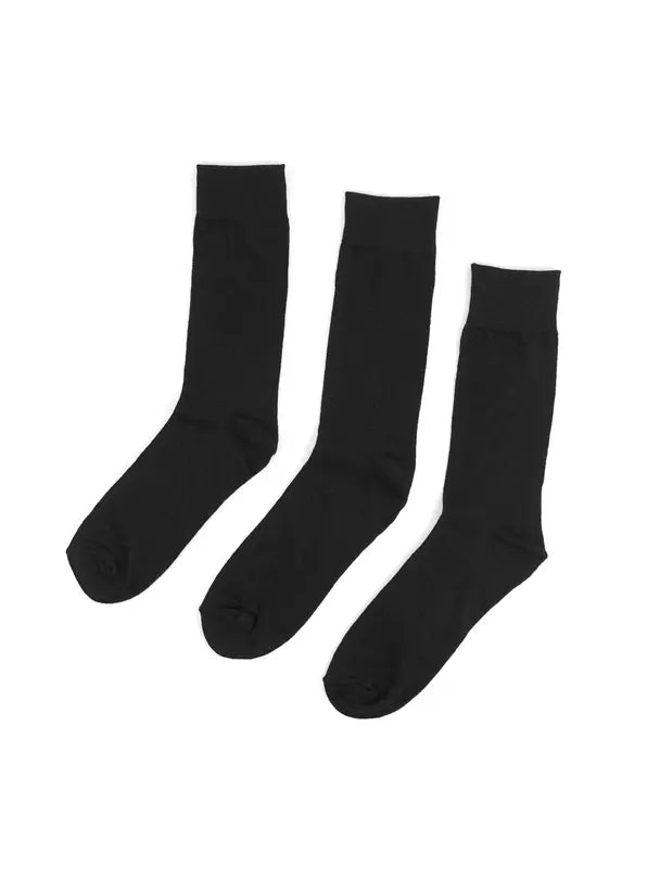 Parquet Assorted Pack (3 Pairs) Men's Solid Black Fancy-Dress Socks