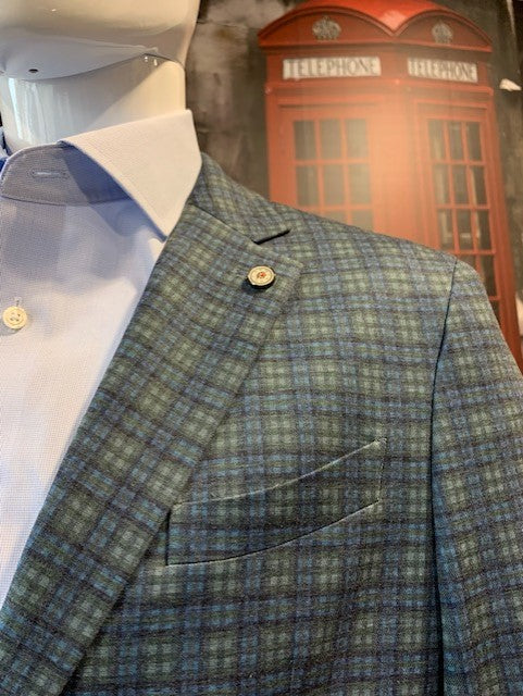 Pellagio Green with Navy and Blue Plaid Slim Fit Sport Coat PS24-12