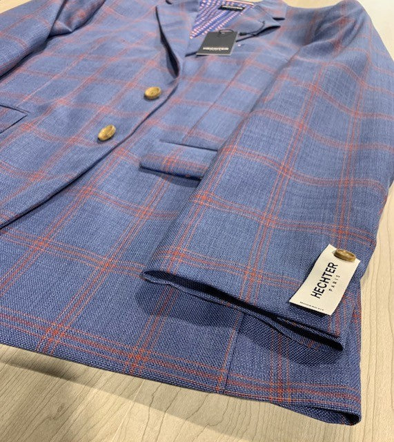 Hechter Blue and Red Windowpane Sport Coat