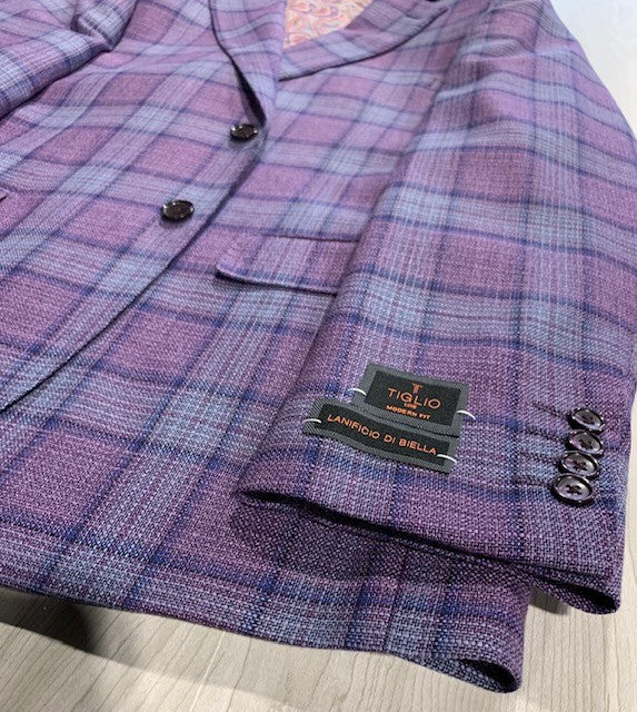 Tiglio Purple and Navy Plaid Sport Coat