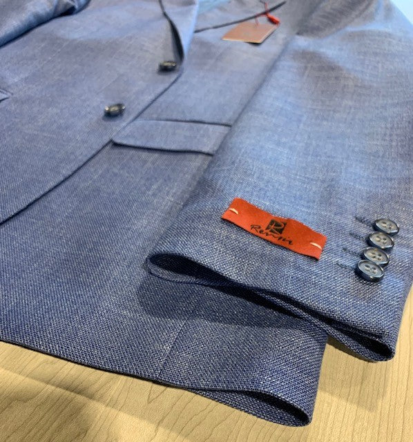Renoir Light Blue Textured Slim Fit Sport Coat