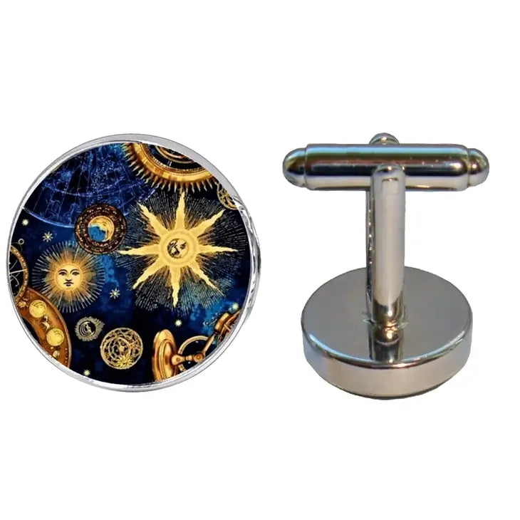 Bassin and Brown Star Flash Cufflinks - Blue and Beige