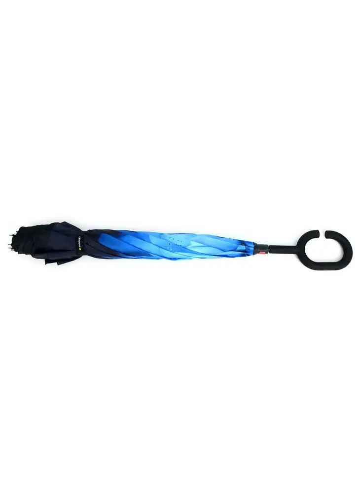 Parquet Blue Flower Double Layer Inverted Umbrella
