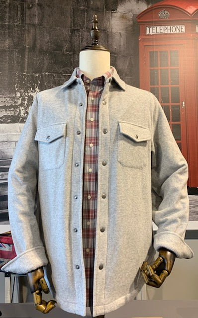 Claassen Luxury 100% Cotton Button Down Grey and Red Lightweight Flannel Sport Shirt on clearance