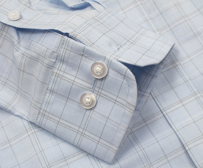 Thomas Dylan Light Blue Ground Plaid with White Button Down Dress Shirt