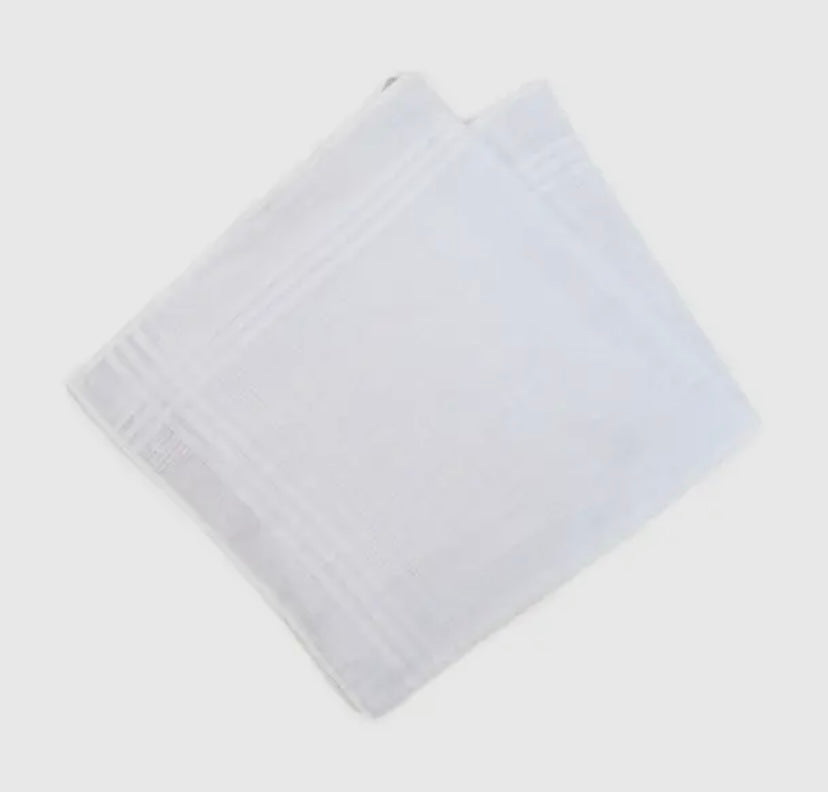 Handkerchief Single White Cotton Blend