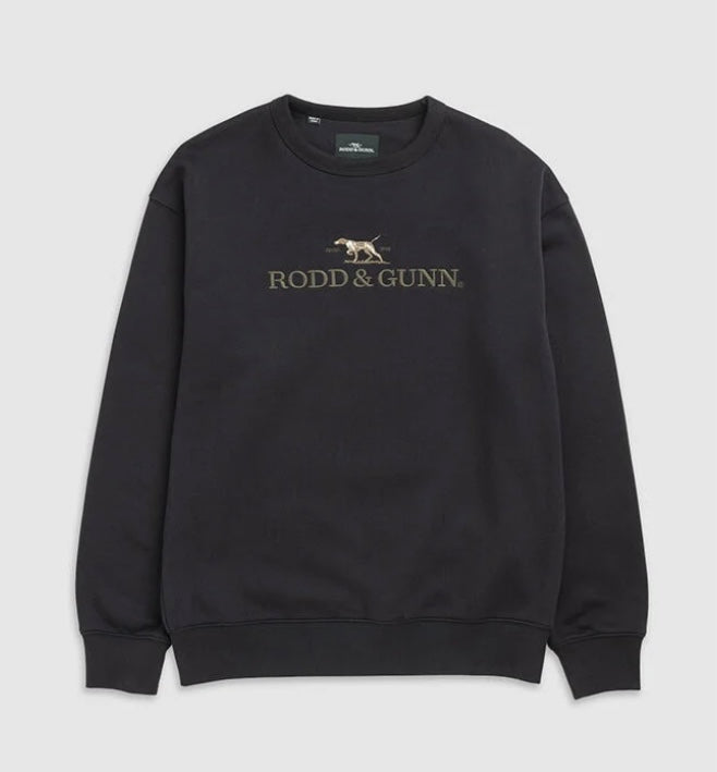 Rodd and Gunn Gunn Logo Sweat in Ebony on clearance