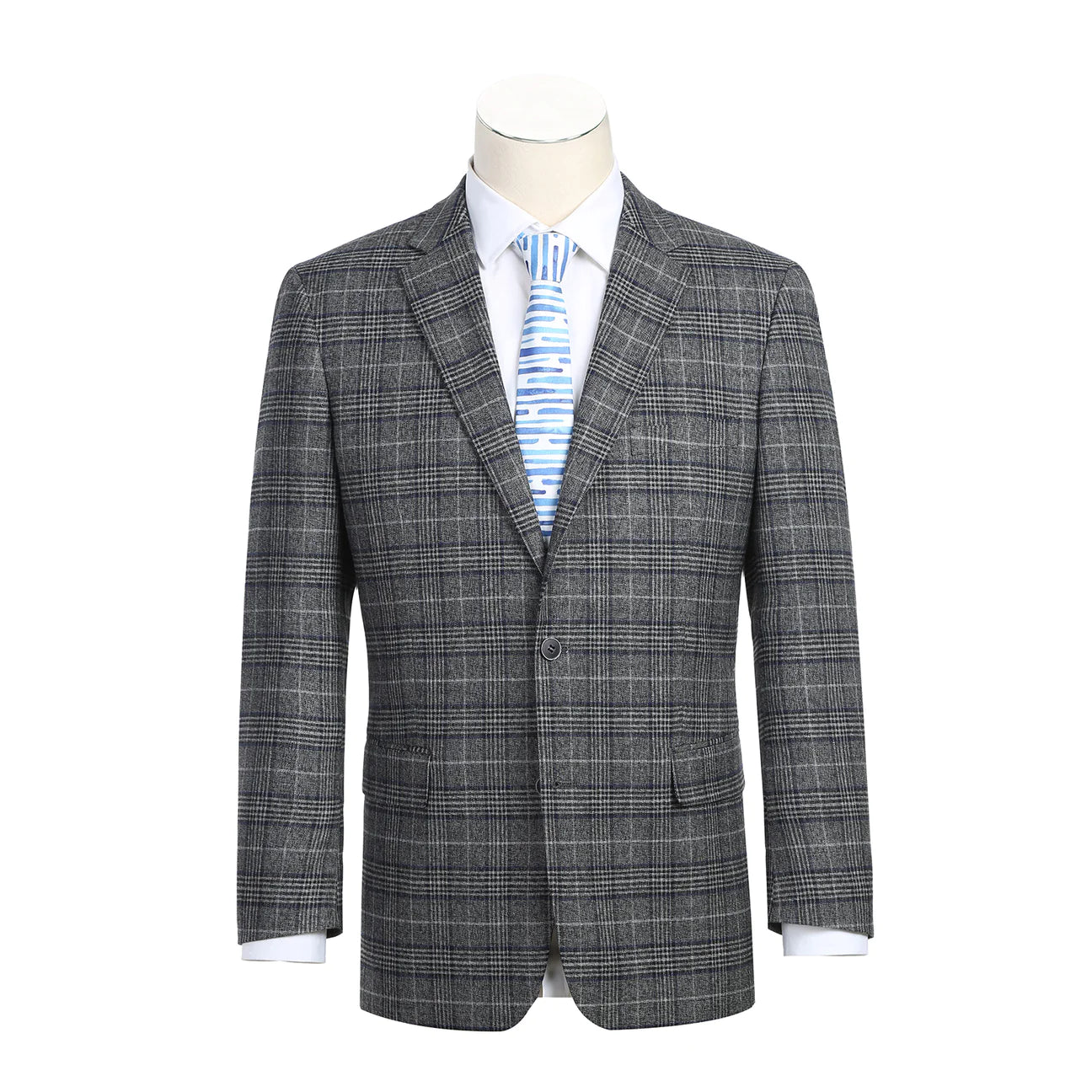 Renoir Classic Fit Grey and Navy Plaid Sport Coat 294-21