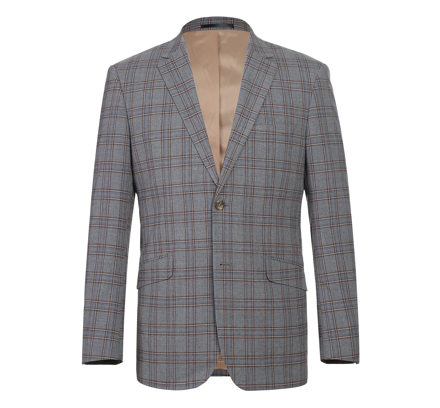 Renoir 293-7 Men's Two Piece Slim Fit Stretch Windowpane Check Dress Suit