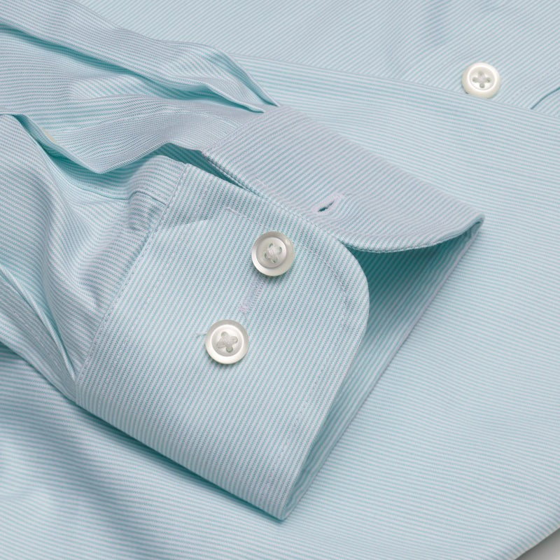 Cooper and Stewart Mint Fine Line Stripe Button Down Collar Dress Shirt