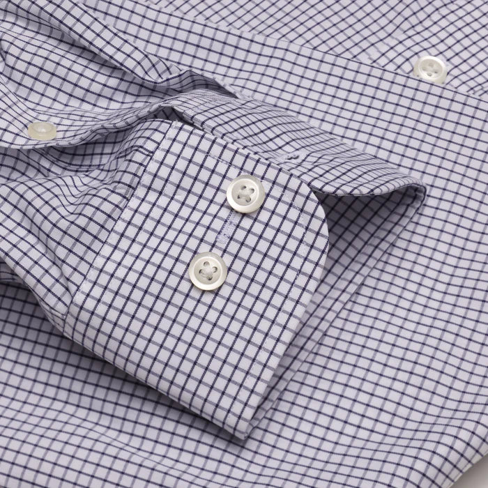 Cooper and Stewart White/Black Check Classic Fit Dress Shirt