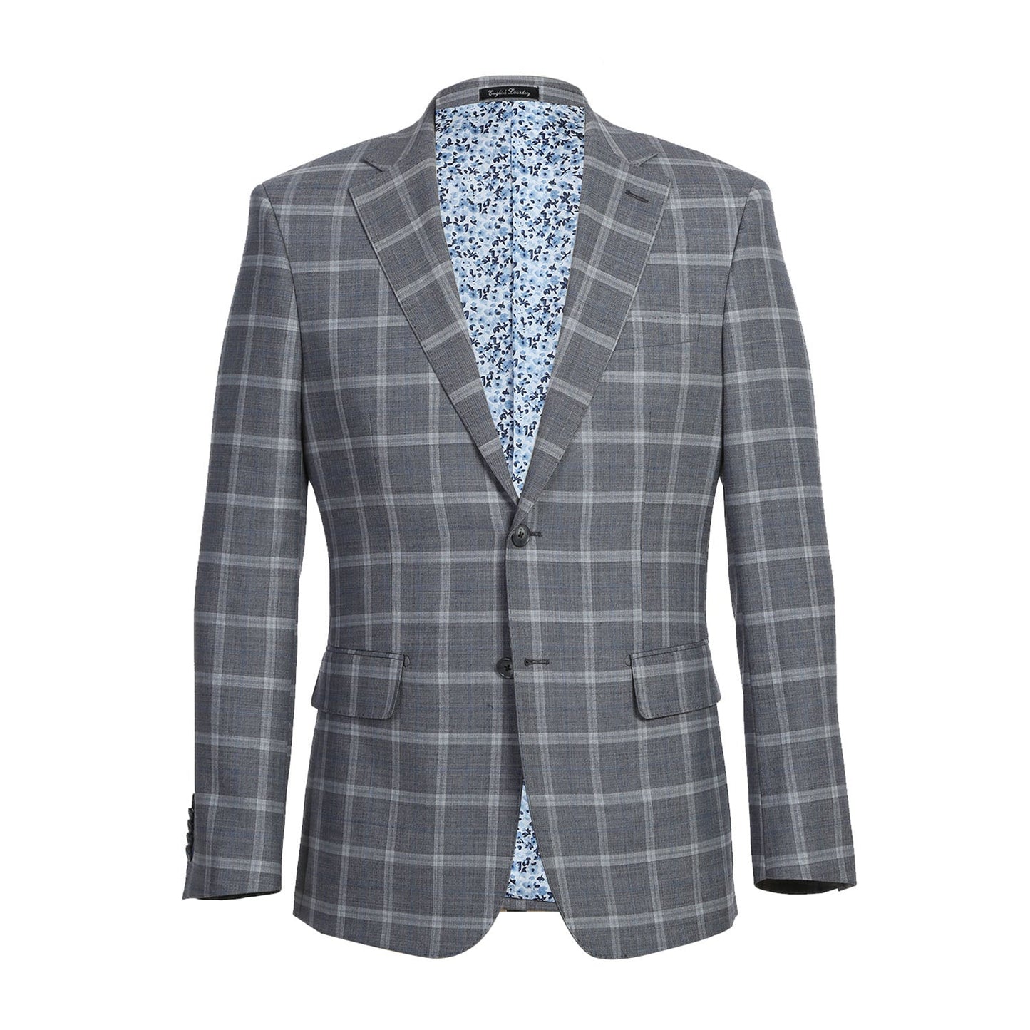 English Laundry EL72-60-092 Gray Plaid Notch Wool Suit