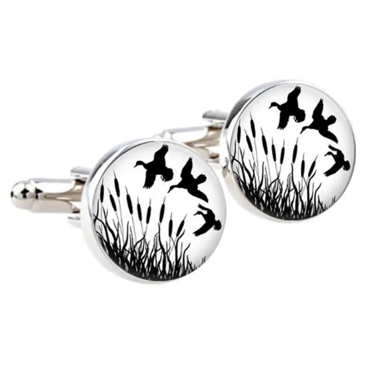 Bassin and Brown Flying Ducks Cufflinks - White/Black