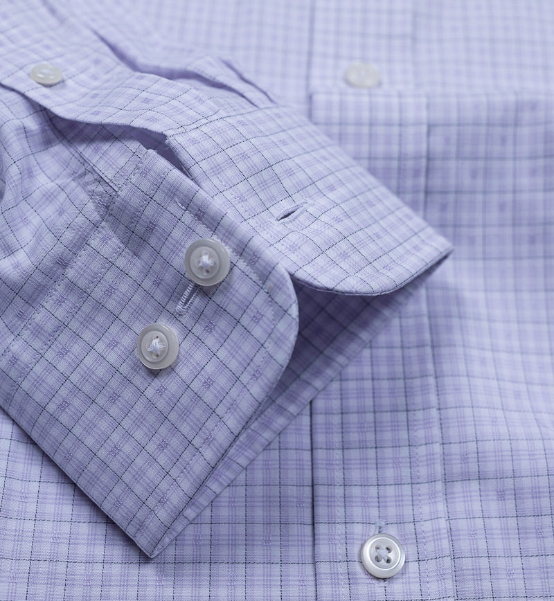 Cooper and Stewart Lavender Soft Box Windowpane Spread Collar Classic Fit Shirt