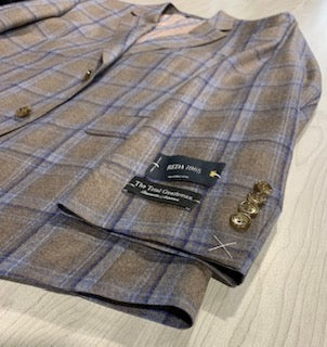 TG Signature Series Taupe and Navy Windowpane Sport Coat