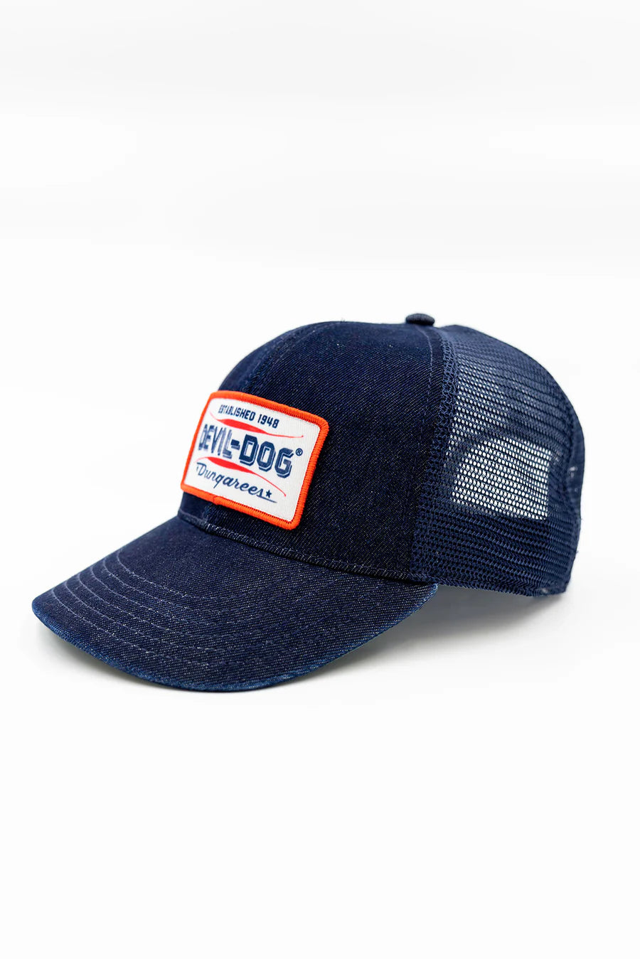 Devil Dog Trucker Hat in Denim