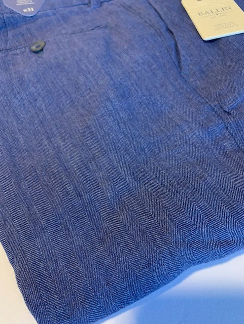 Ballin Blue Mix Chambray Linen Herringbone Slack