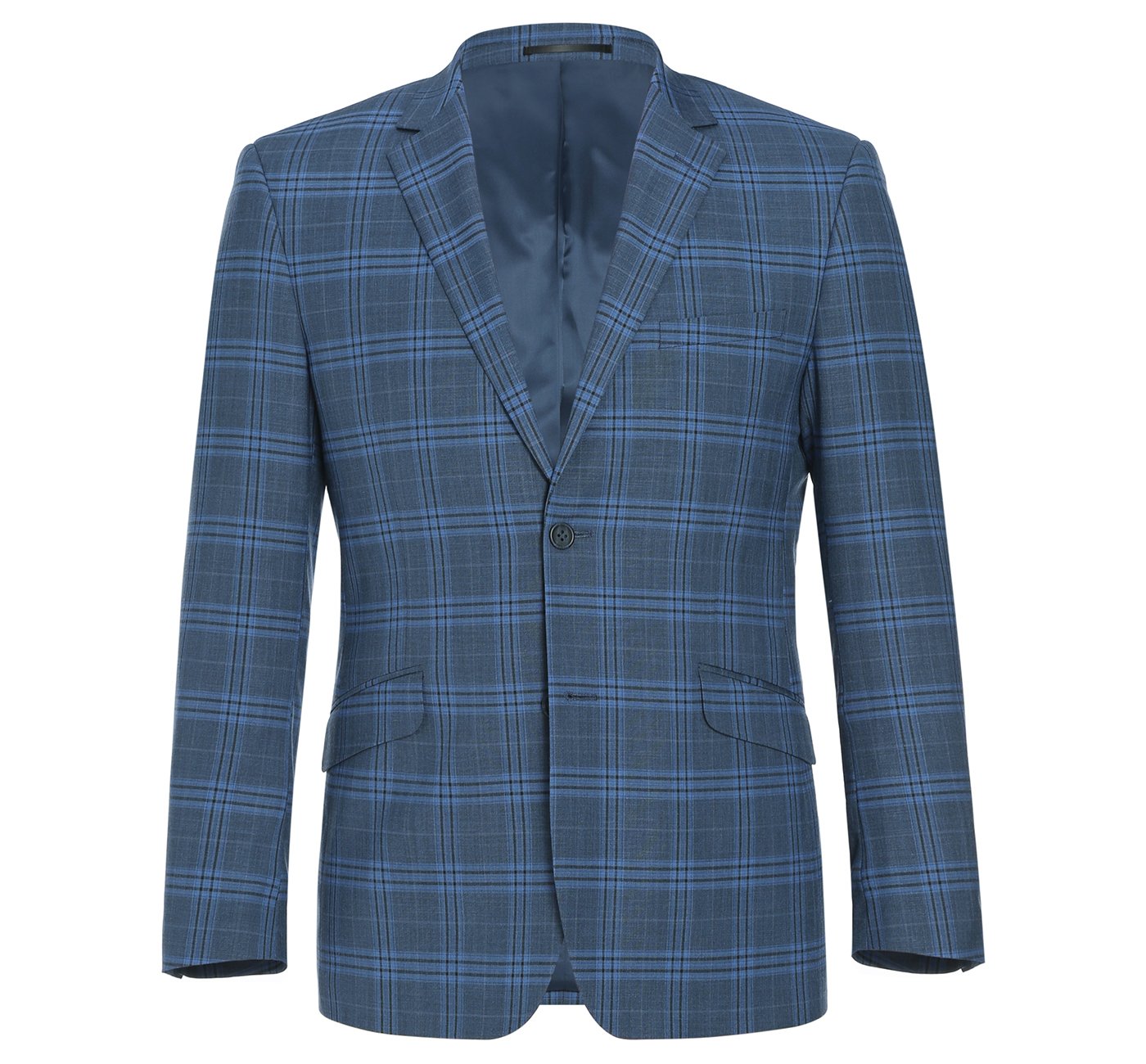 Renoir 293-4 Men's 2-Piece Slim Fit Notch Lapel Stretch Windowpane Suit