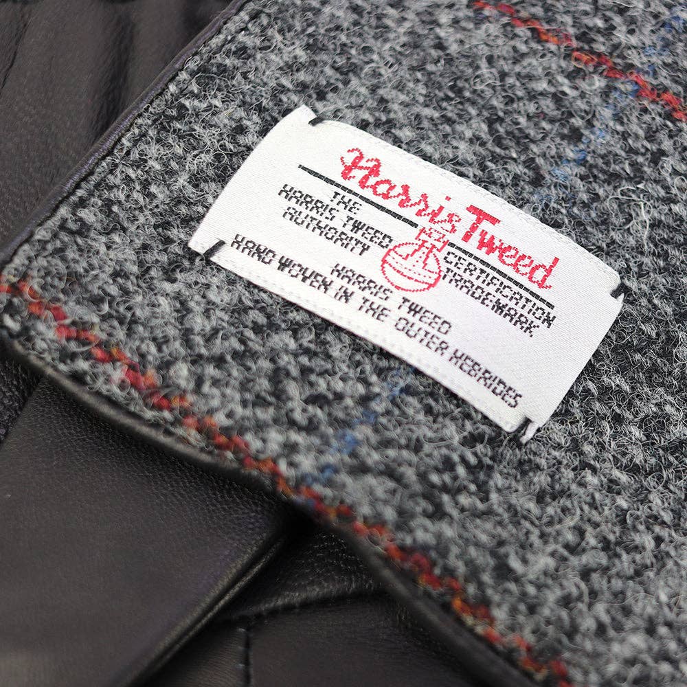 Grey Harris Tweed Leather Gloves