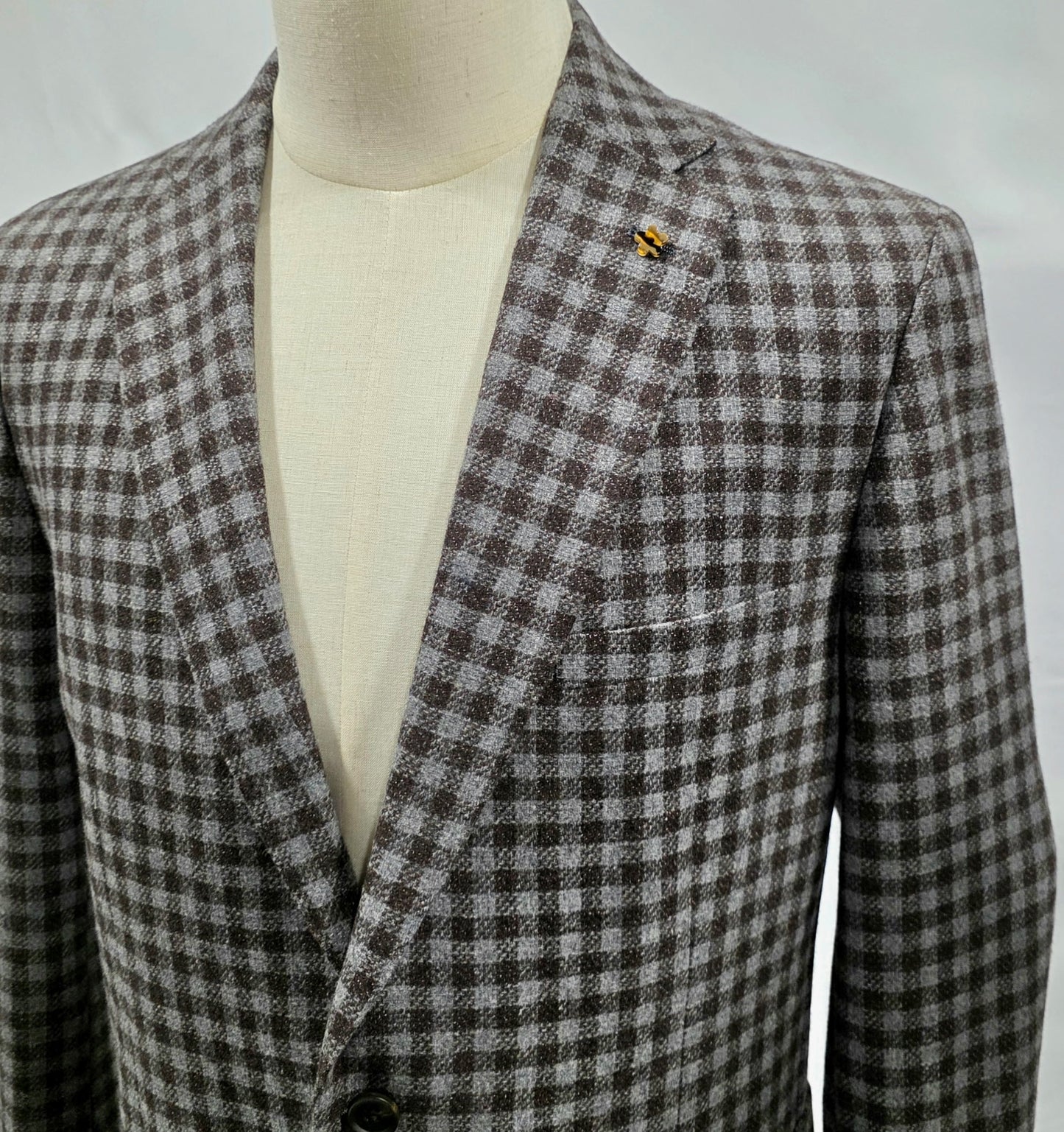 Enzo Grey and Brown Check Modern Fit Sport Coat