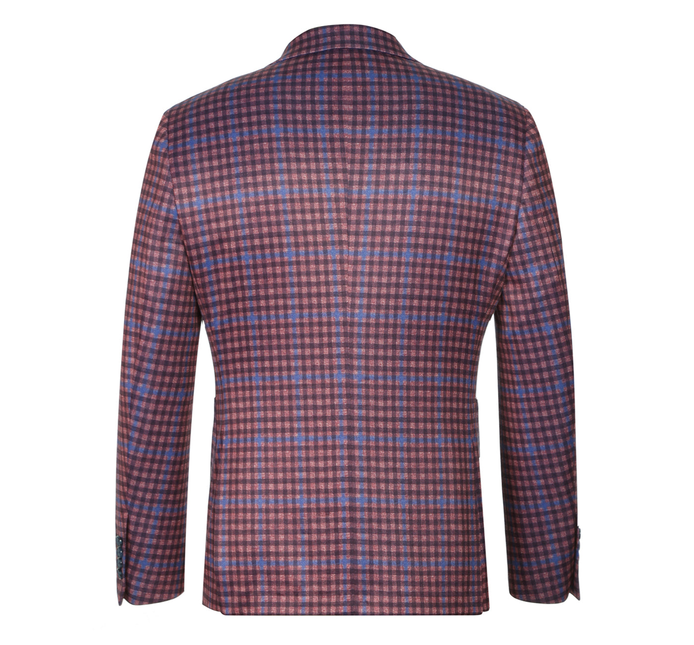 PS22-5 Men's Half Canvas Burgundy Windowpane Blazer