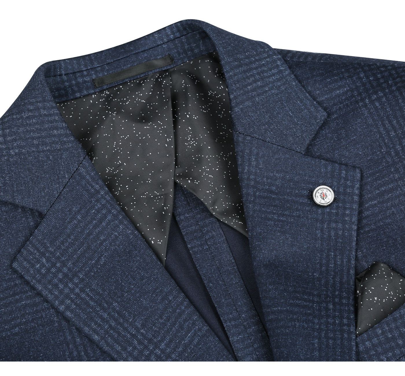 PF20-7 Men's Blazer Slim Fit Half Canvas Navy Glen Plaid Sport Coat
