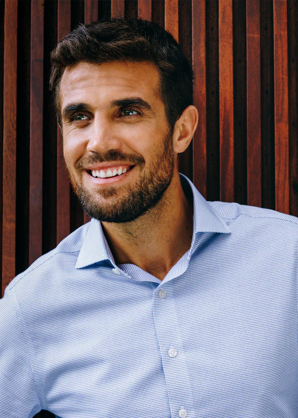 Atica Greenwich Blue Check Dress Shirt