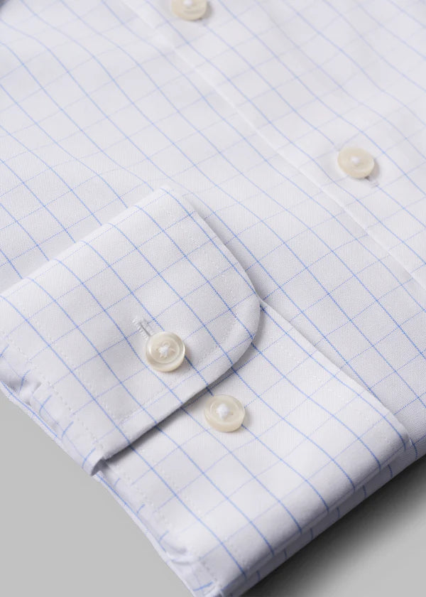 Atica Providence Light Blue Windowpane Dress Shirt Contemporary Fit