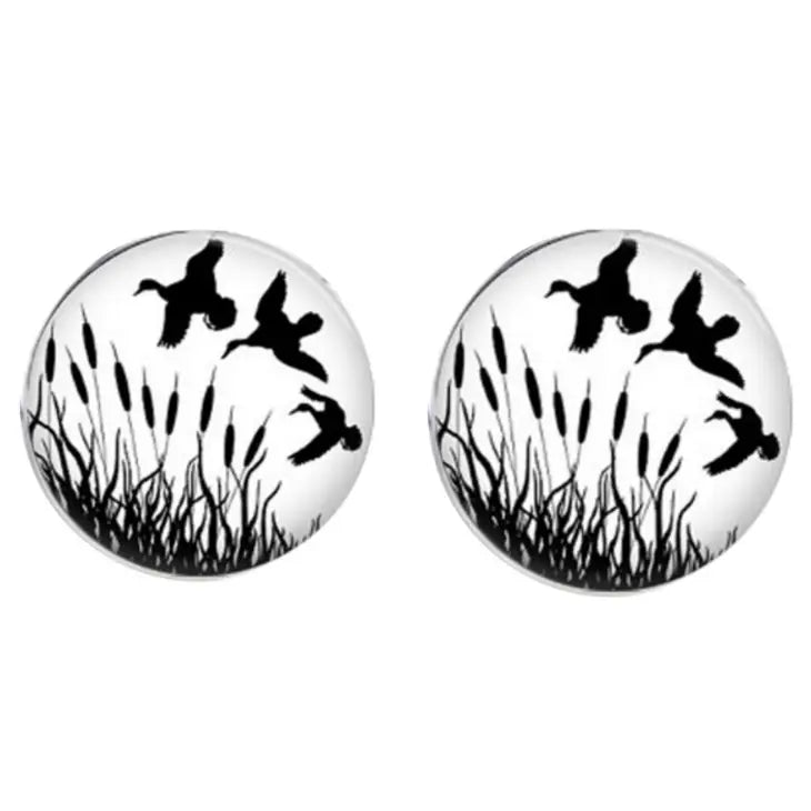 Bassin and Brown Flying Ducks Cufflinks - White/Black