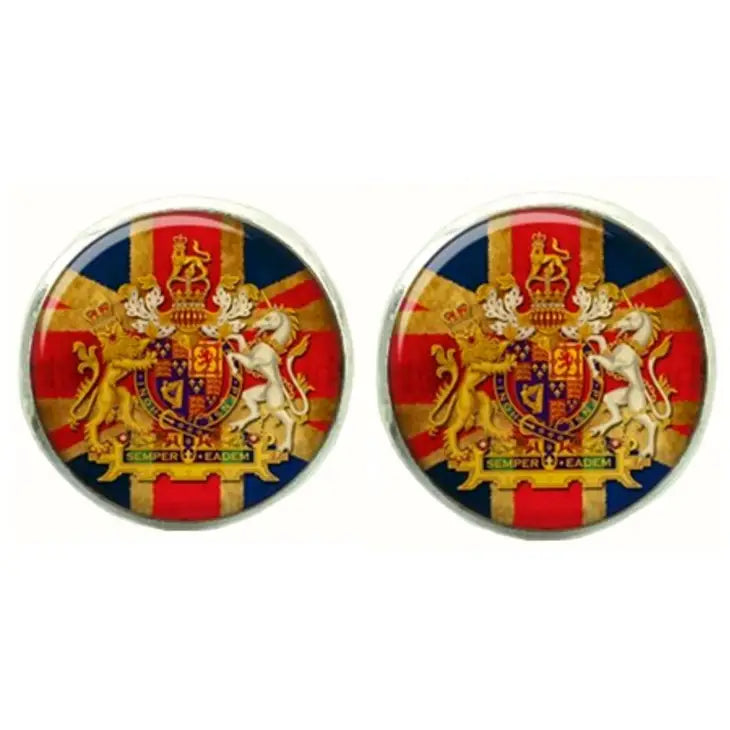Bassin and Brown Vintage British Union Jack Flag Cufflinks - Red/White/Blue